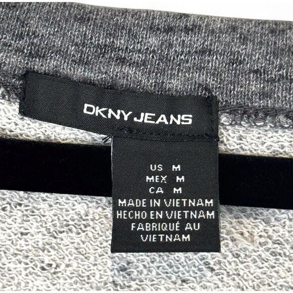 DKNY  Women's Gray Crew Neck Sweater Medium Zippered Shoulder Pullover - Picture 4 of 4